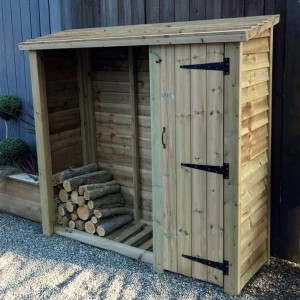 Heavy Duty Pressure Treated 6 x 6 Log Store with Tool Shed